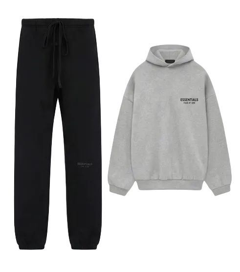 Ensemble Streetwear Minimaliste — Essentials Fear of God Hoodie Grey + Jogger Noir